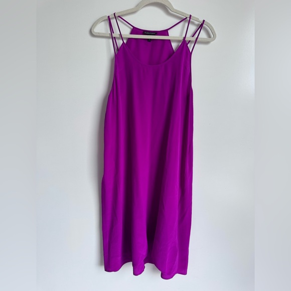 Eileen‎ Fisher Womens M pink Fuchsia 100% Silk Slip Dress Double Spaghetti Strap - Picture 4 of 6